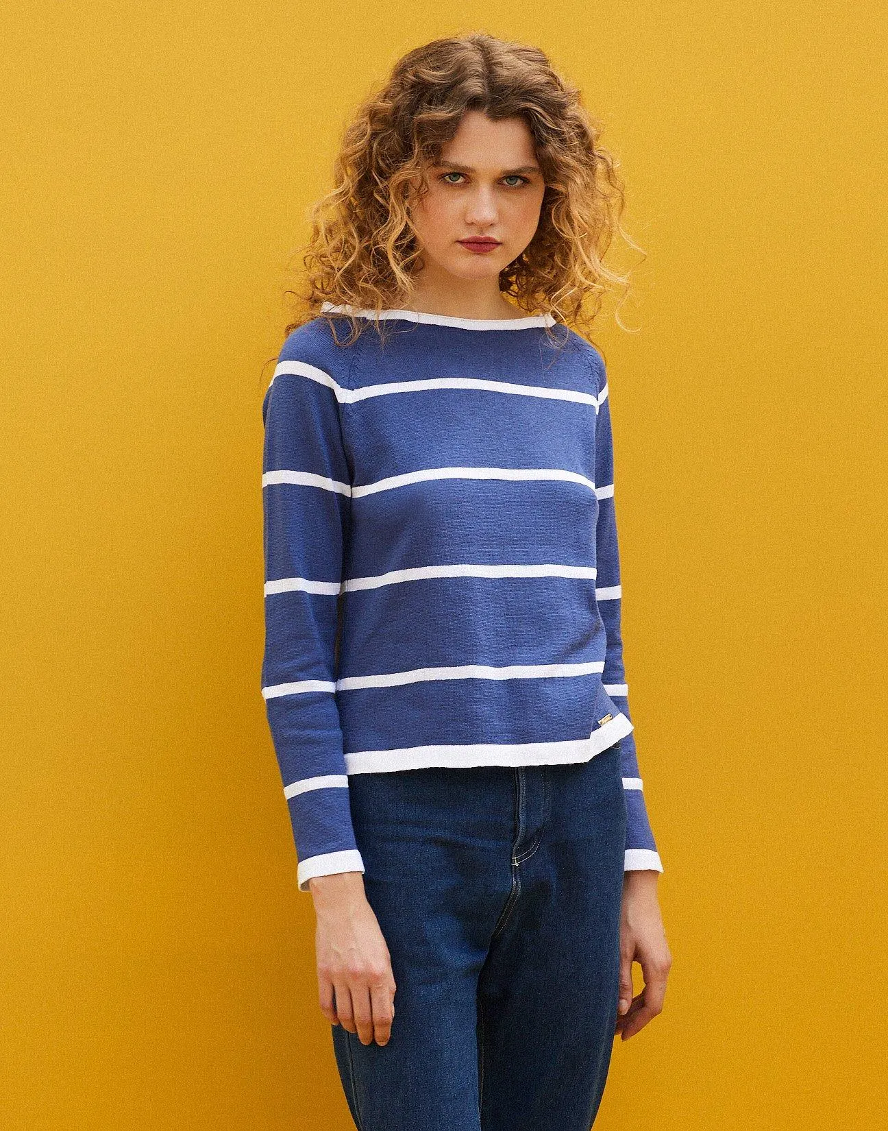 Πλεκτή ριγέ μπλούζα