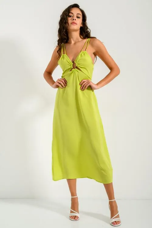 Midi φόρεμα με cut out λεπτομέρεια