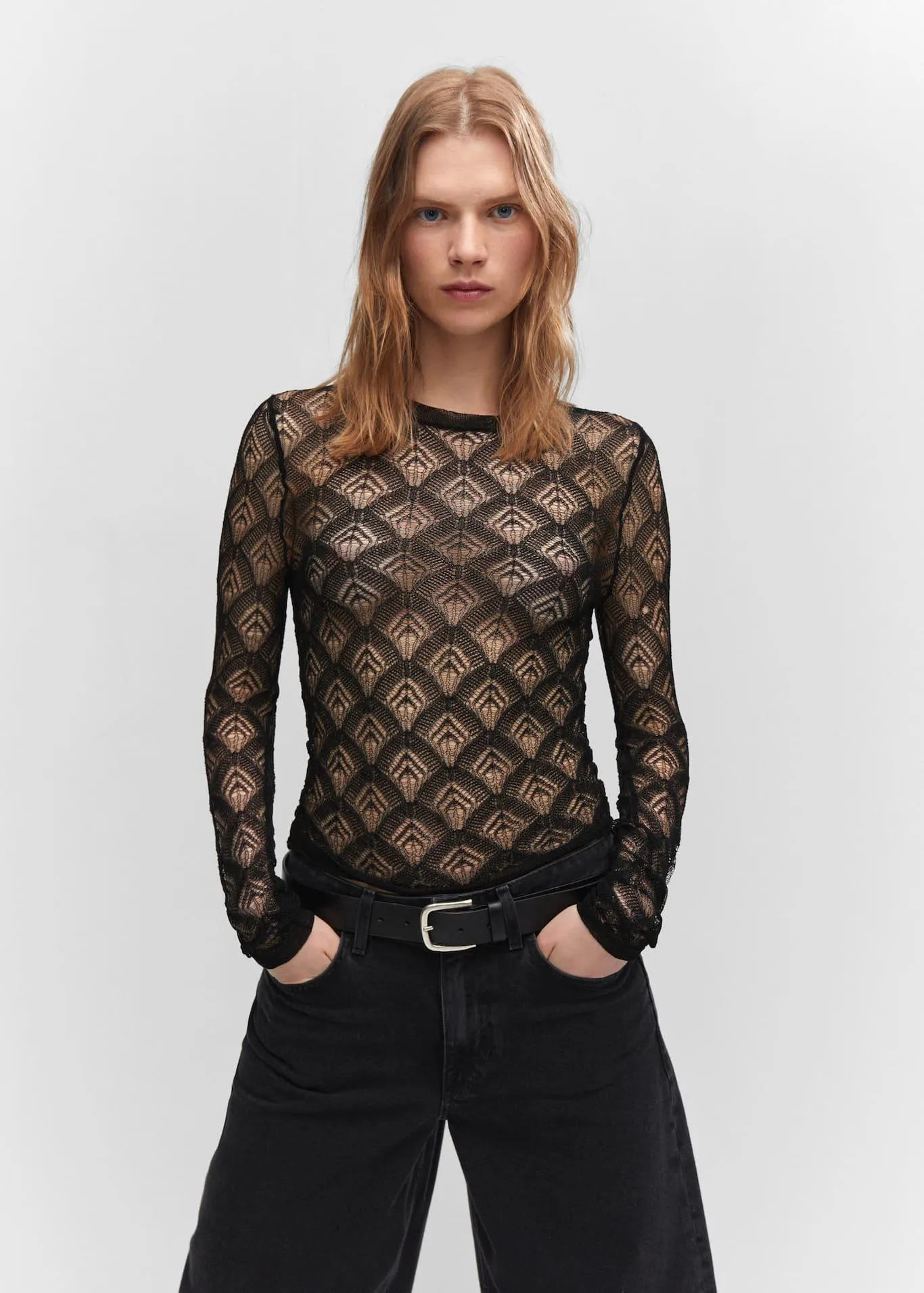 Geometric openwork T-shirt