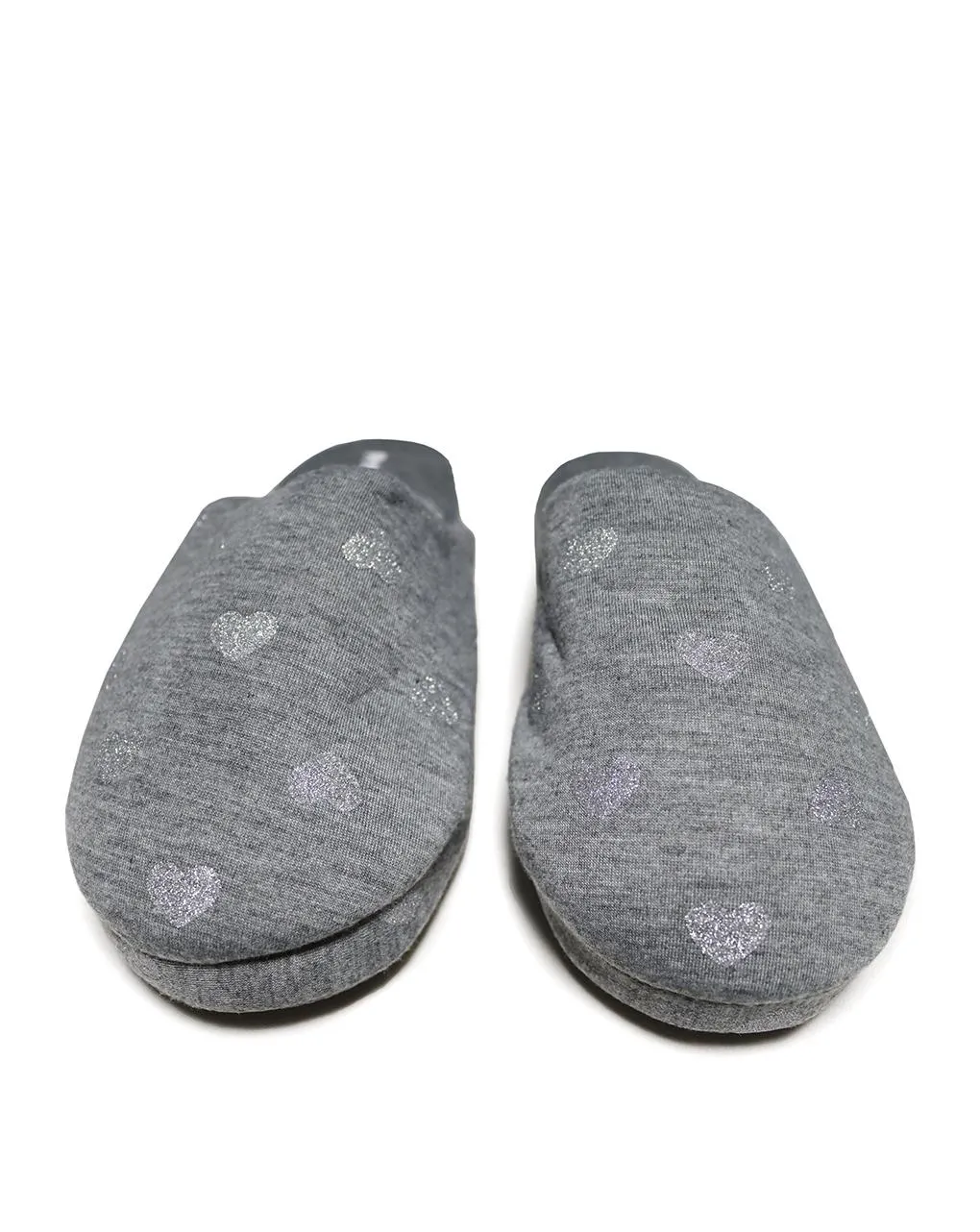 Γυναικείες παντόφλες γκρι με καρδιές