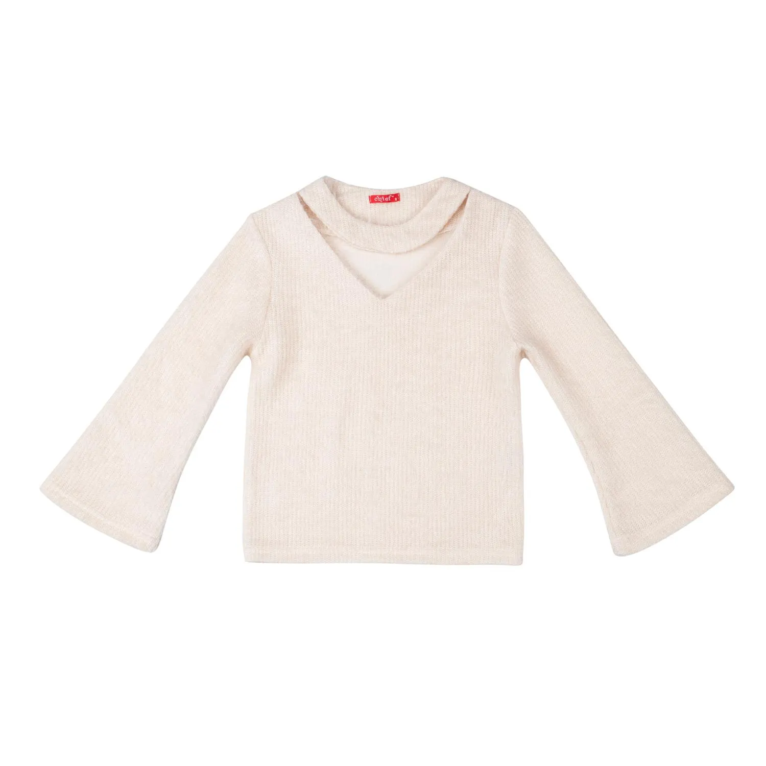 Εκρού χειμερινή μπλούζα για κορίτσι χνουδωτή μακρυμάνικη -22.6008