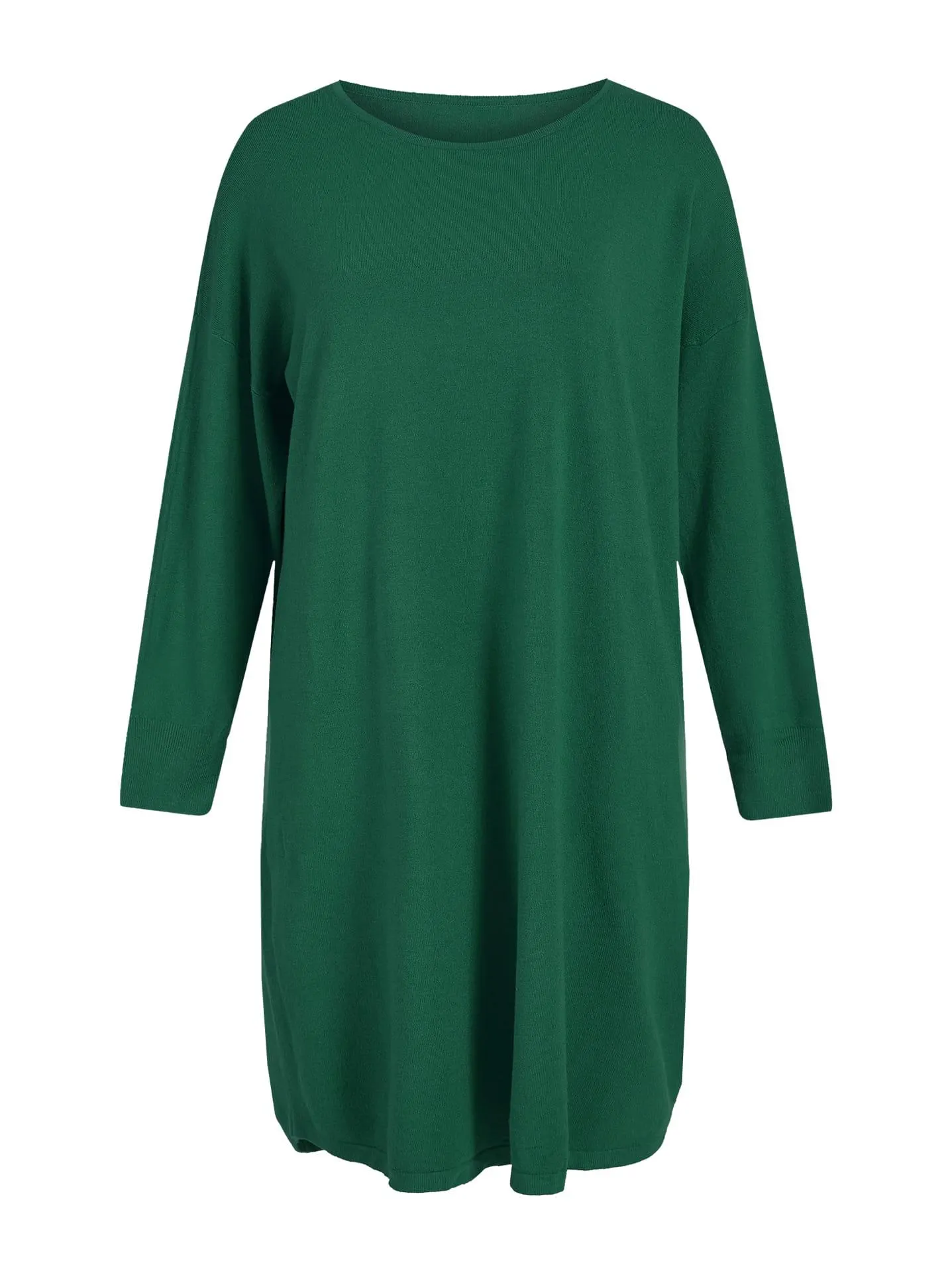 Πλεκτό φόρεμα με στρογγυλή λαιμόκοψη σε πράσινο σκούρο