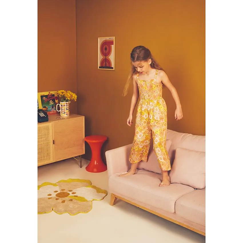 Combi μακρύ smocked με σχέδιο ρετρό λουλούδια για κορίτσι