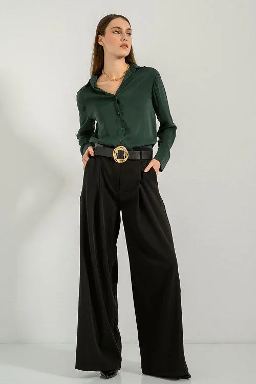 Wide leg παντελόνα με πιέτες