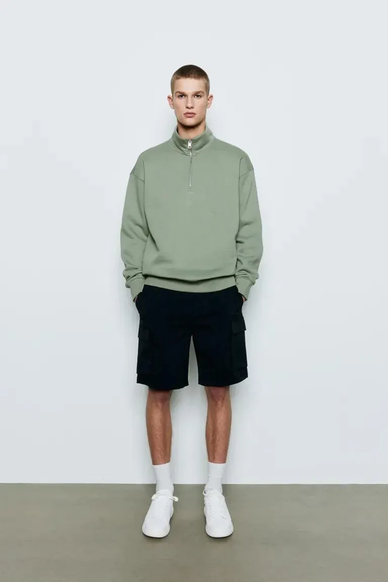 Φούτερ Relaxed Fit με φερμουάρ στο πάνω μέρος