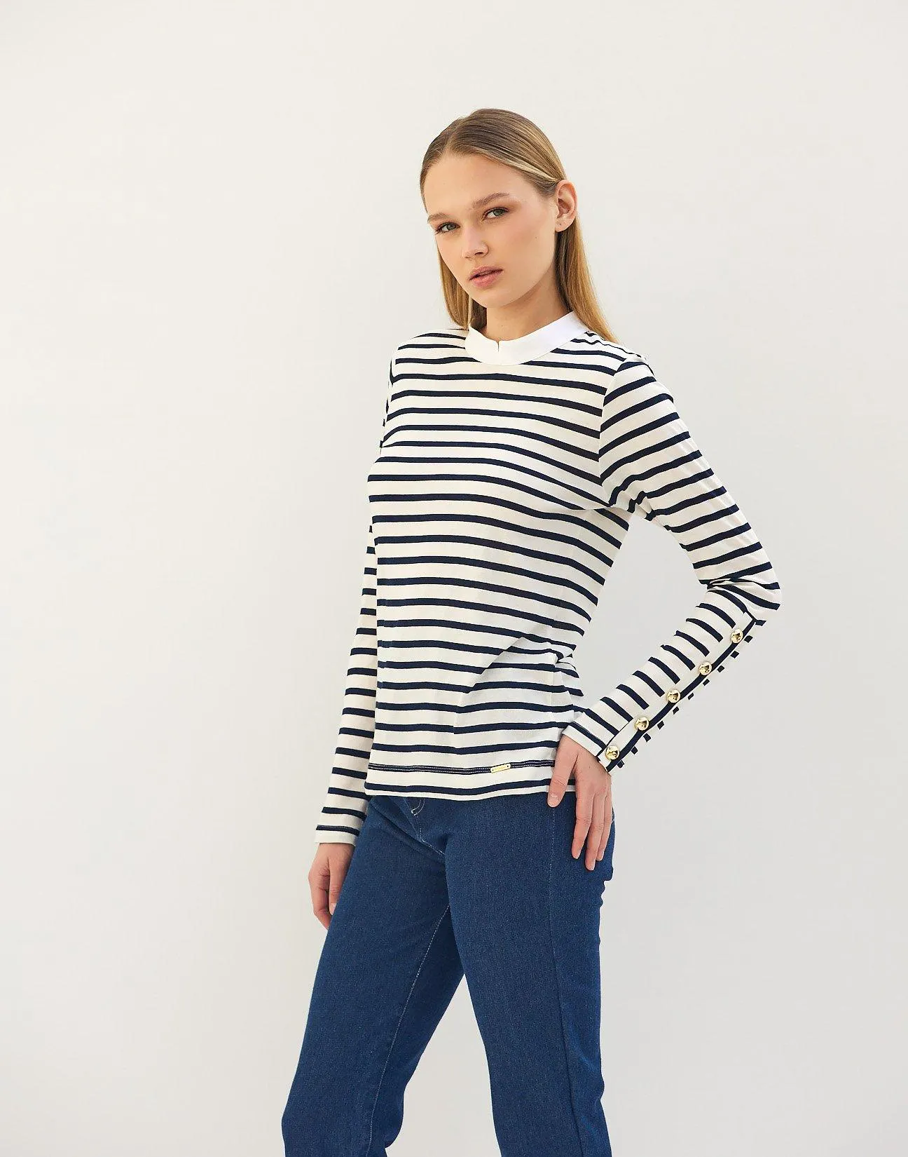 Μπλούζα ριγέ με κουμπιά