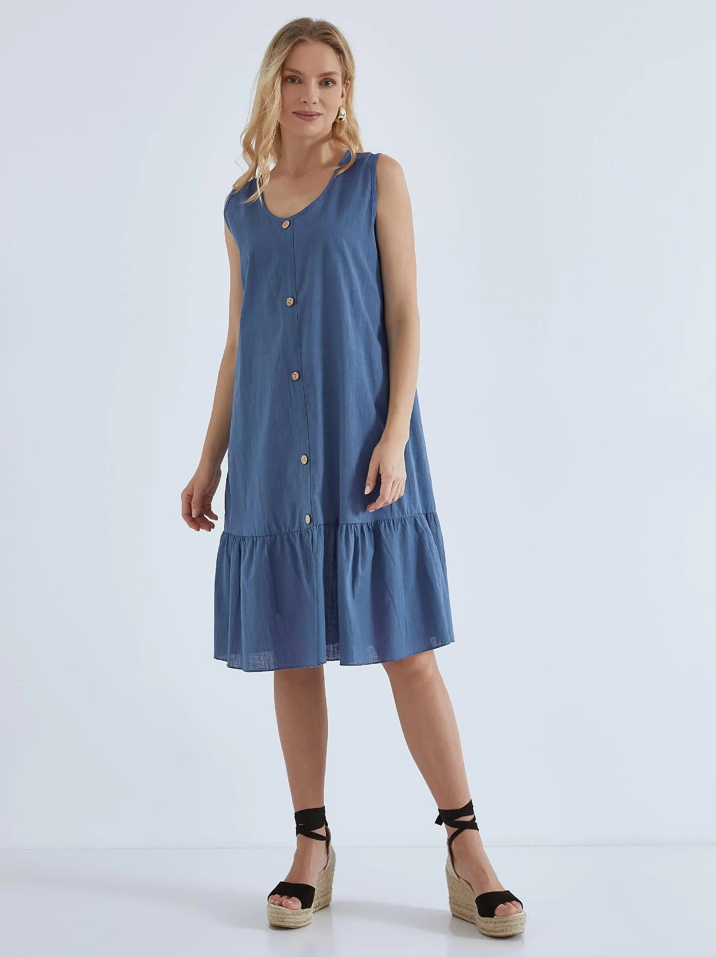 Φόρεμα με διακοσμητικά κουμπιά σε μπλε