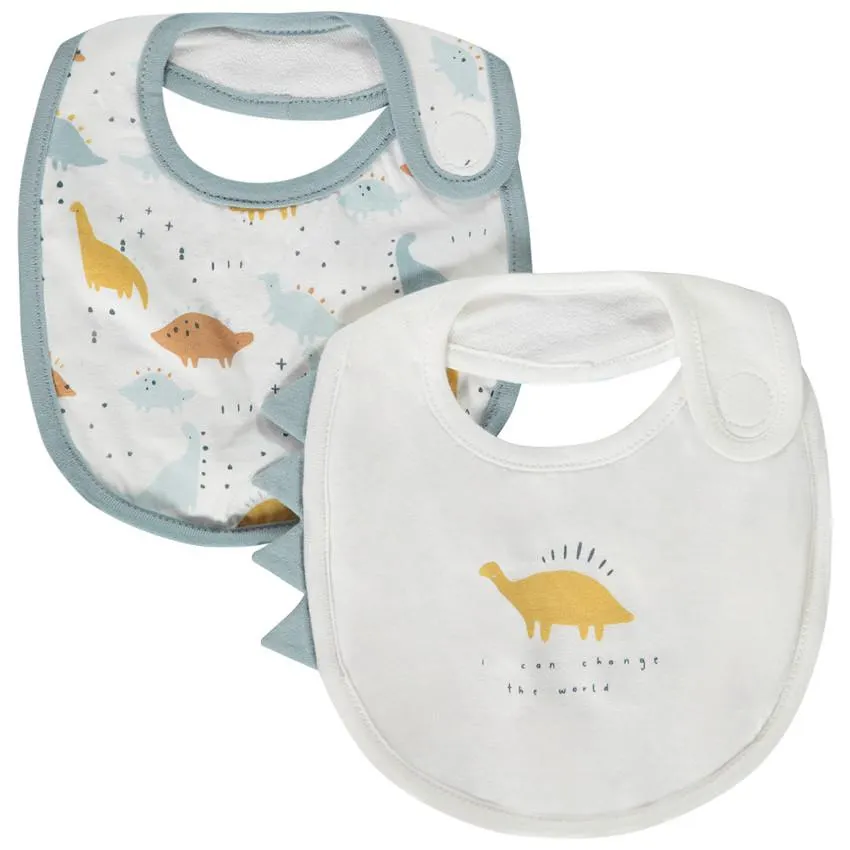 Lot de 2 bavoirs motifs dinosaures pour bébé garçon