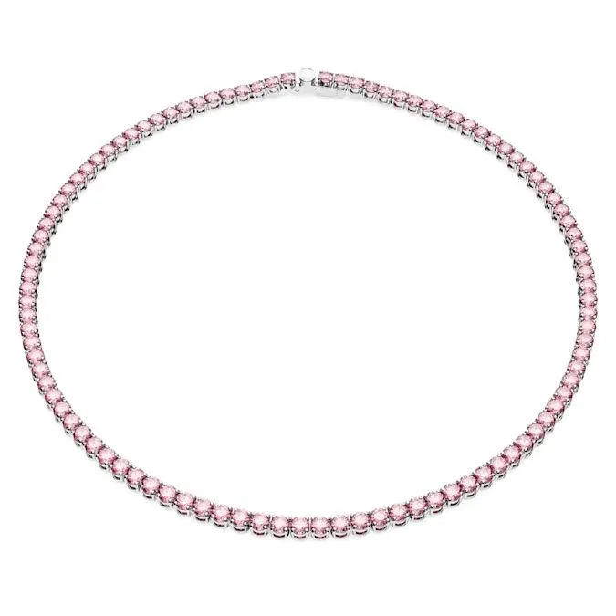 Κολιέ Matrix Tennis Στρογγυλή κοπή, Ροζ, Επιμετάλλωση ροδίου