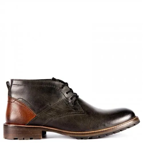 Γκρι δερμάτινο ανδρικό μποτάκι JM941-M15