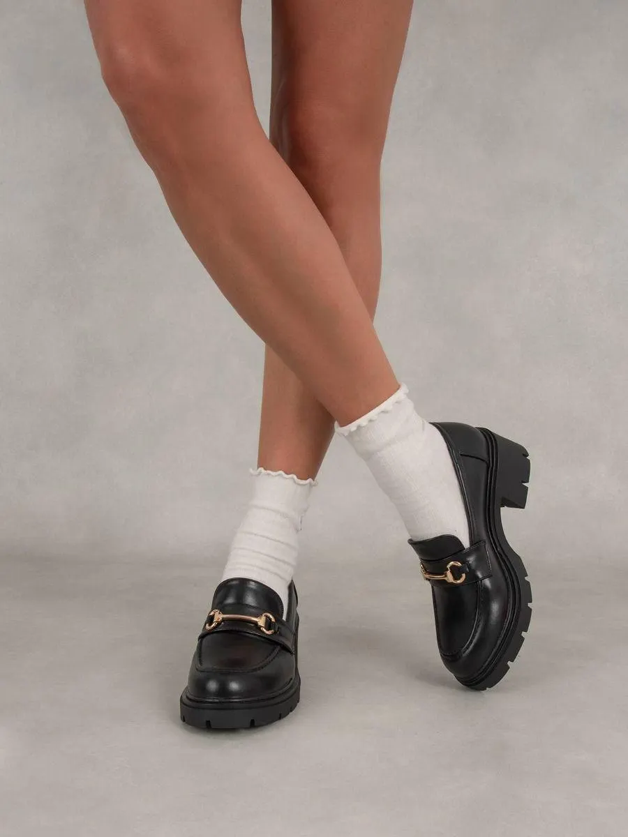 Loafers με χοντρό τακούνι & αλυσίδα