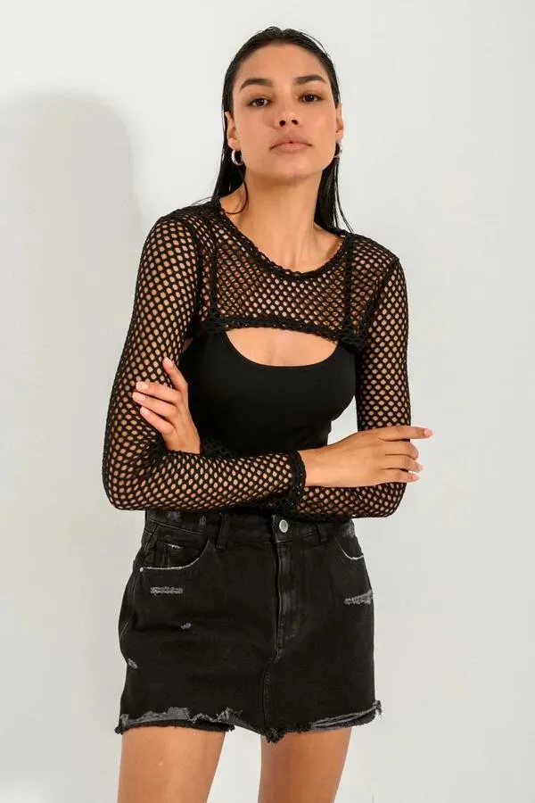 Κορμάκι με διχτυωτά μανίκια