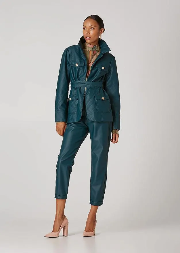 Καπιτονέ μπουφάν με δερμάτινη όψη