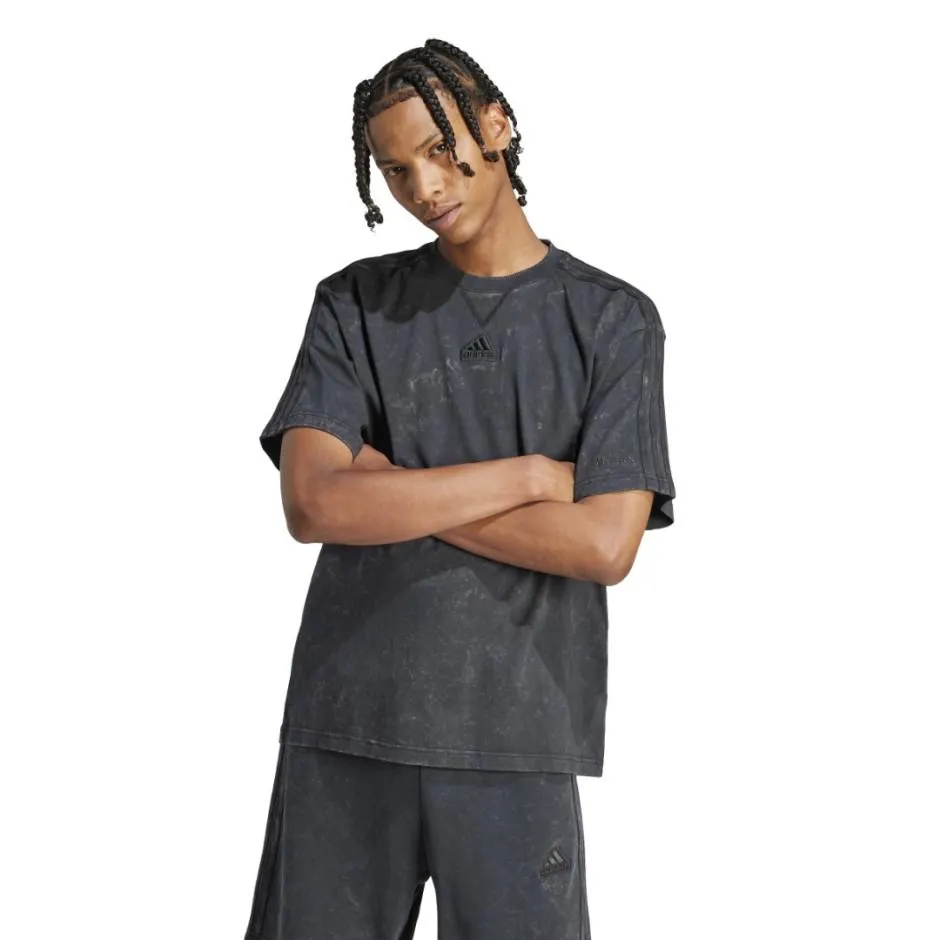 Ανδρική Κοντομάνικη Μπλούζα Μαύρη - adidas Sportswear ALL SZN 3-Stripes Garment-Wash