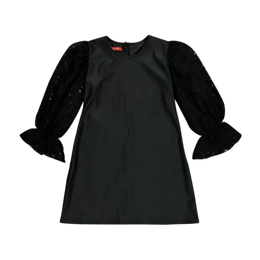 Φόρεμα χειμερινό δερματίνη σε μαύρο χρώμα για κορίτσι -32.3013