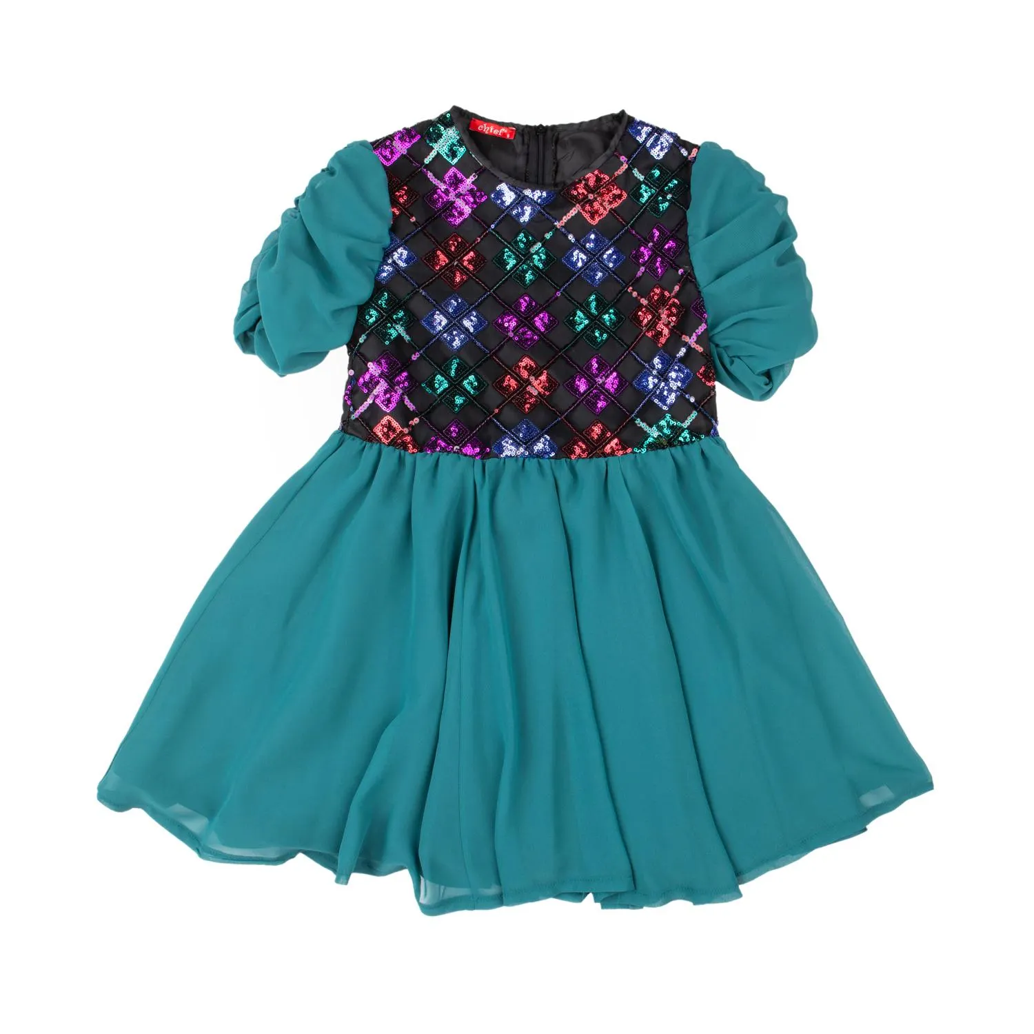 Φόρεμα χειμερινό για κορίτσι σε κυπαρισσί χρώμα με παγιέτες -22.5019K