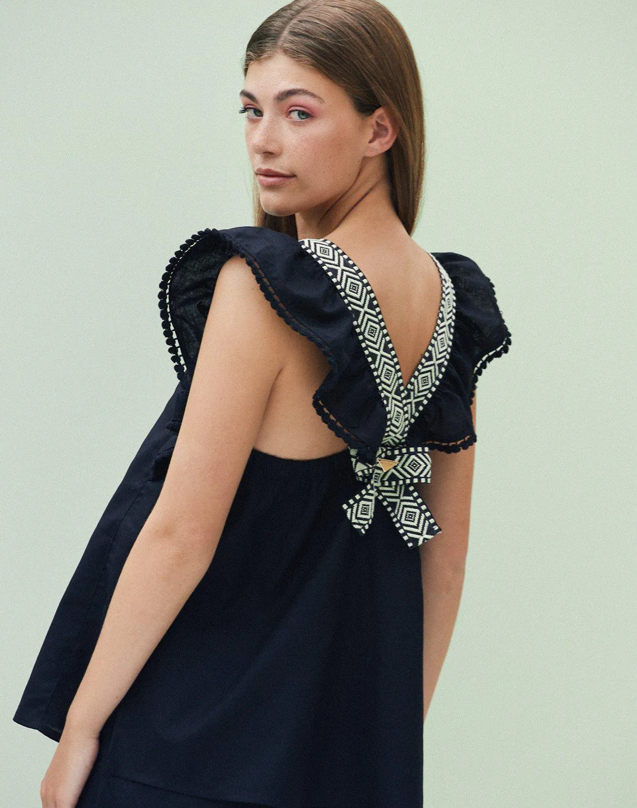 Μπλούζα με λινό και τρέσα