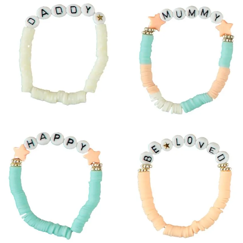 Σετ από 4 ελαστικά βραχιόλια για μήνυμα για κορίτσι