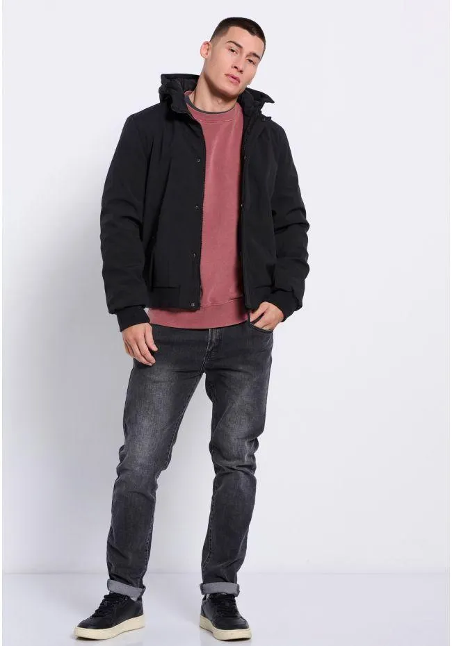 Ανδρικό bomber μπουφάν με κουκούλα