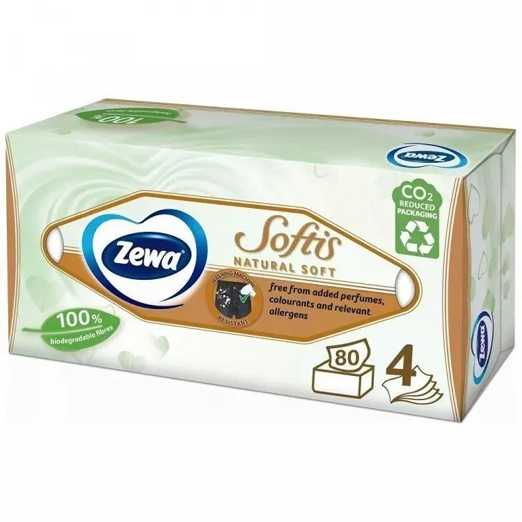 Zewa Softis Natural Χαρτομάντιλα Επιτραπέζια 80τεμ 0,199kg
