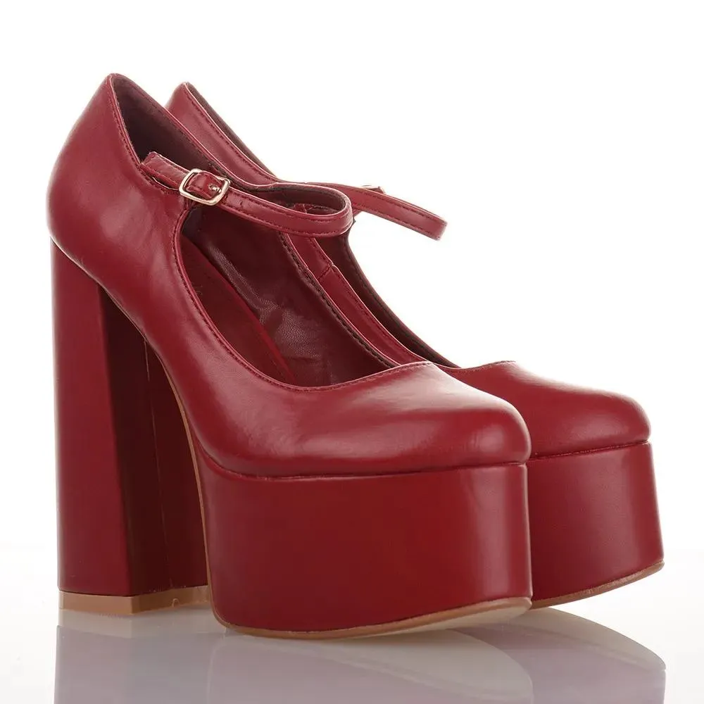 Μπορντώ Γόβες με Φιάπα Famous