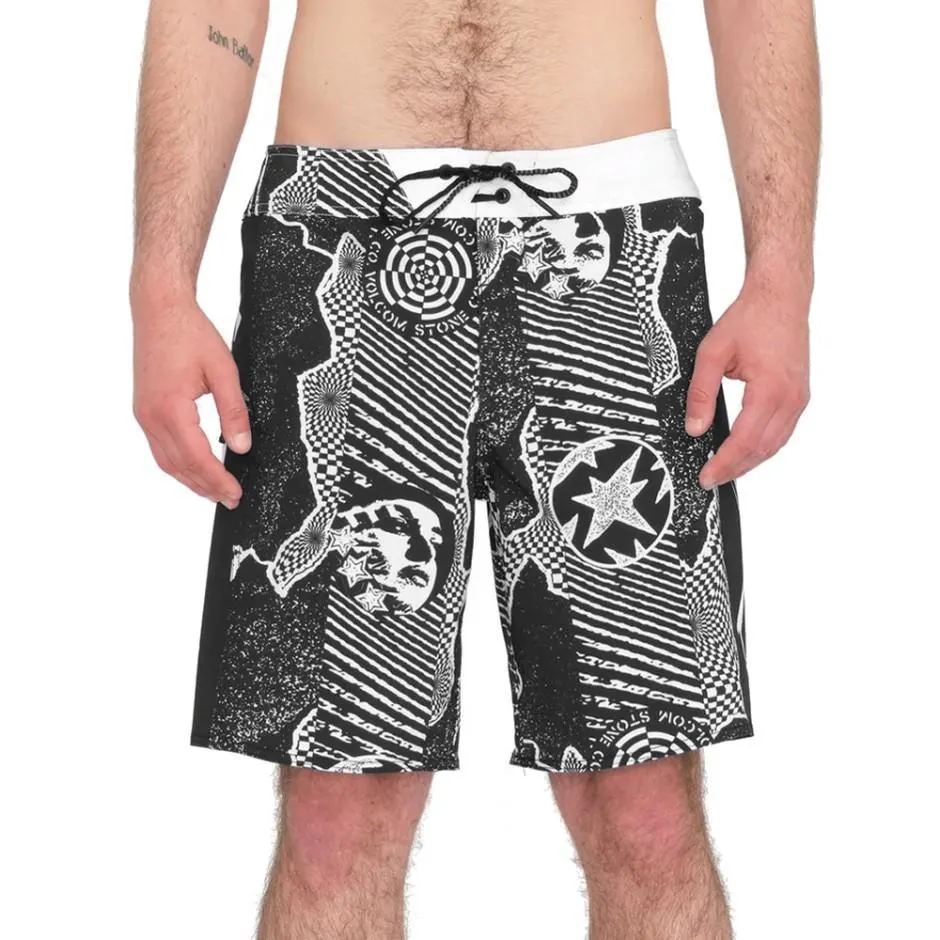 Ανδρικό Μαγιό Βερμούδα Λευκό-Μαύρο - Volcom Lido Iconic Mod 19"