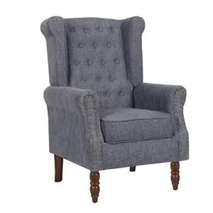 ROSY Πολυθρόνα - Μπερζέρα Καρυδί, Ύφασμα Ανθρακί