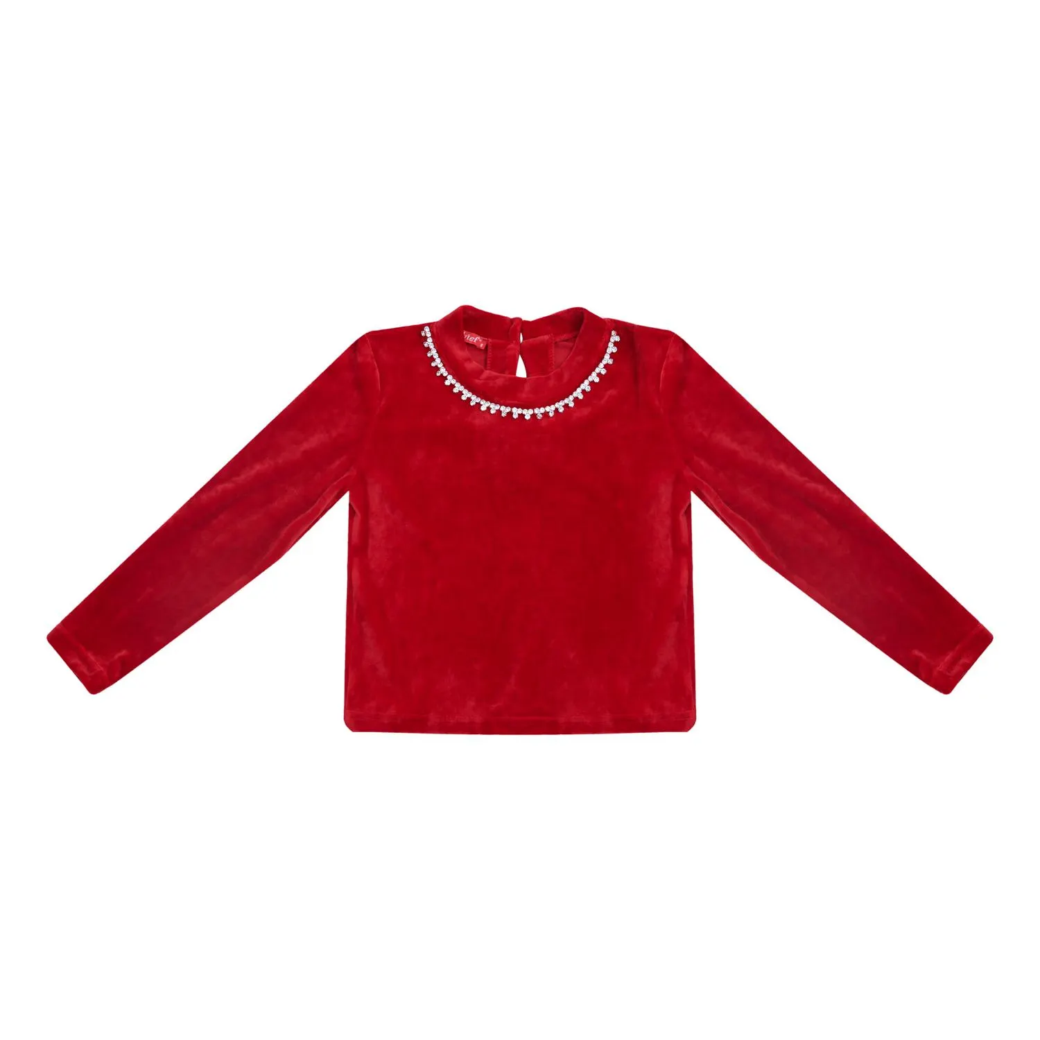 Χειμερινή μπλούζα για κορίτσι σε κόκκινο χρώμα βελουτέ -32.2010K