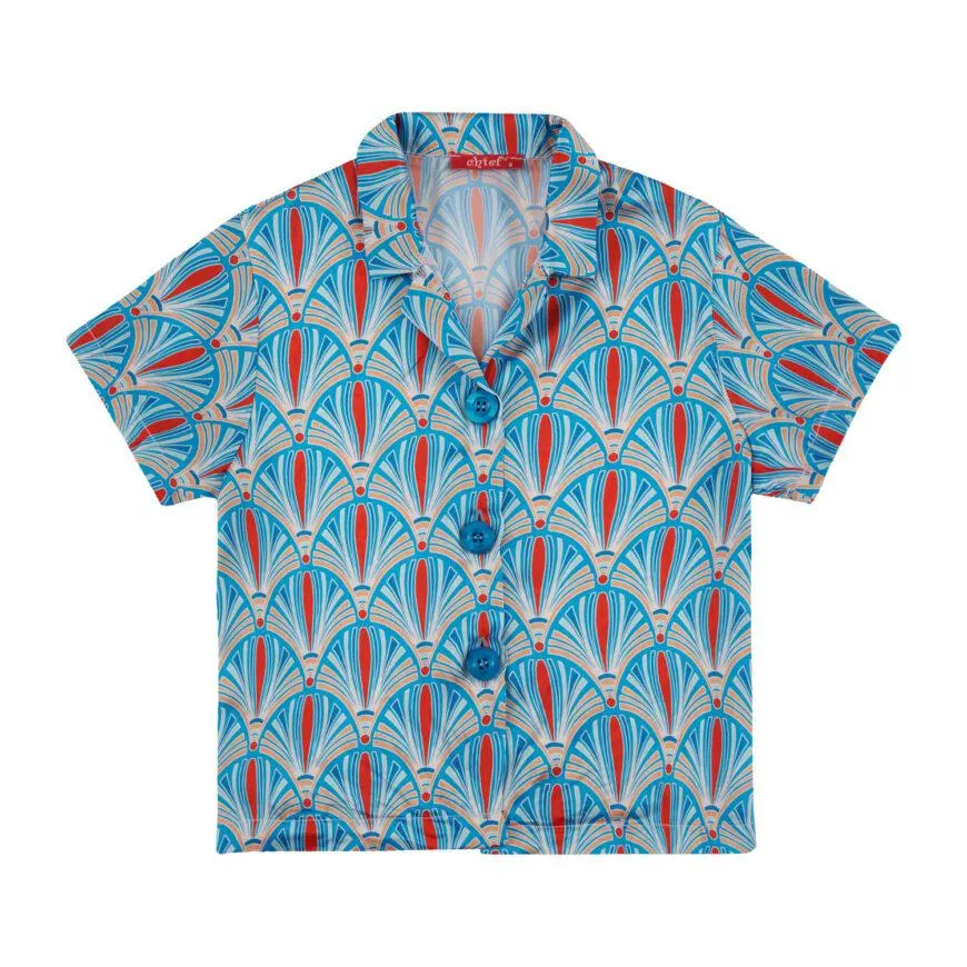 Καλοκαιρινό πουκάμισο σε τυρκουάζ χρώμα για κορίτσι -41.2000T