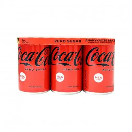 Coca cola αναψυκτικό zero - χωρίς ζάχαρη (6x150ml)