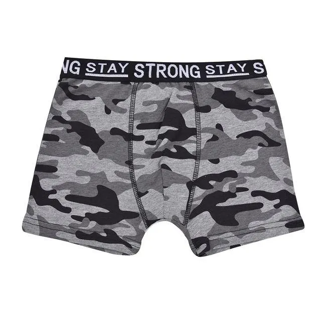 Μπόξερ Παιδικό Γκρι Στρατιωτικό "Stay Strong"