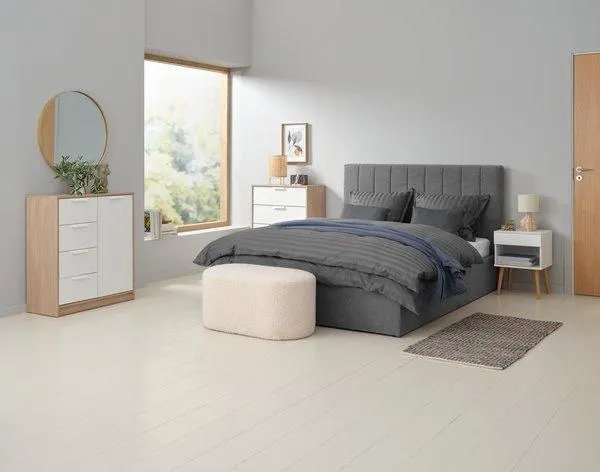 Πουφ OREBO 84x45 υπόλευκο χνουδωτό