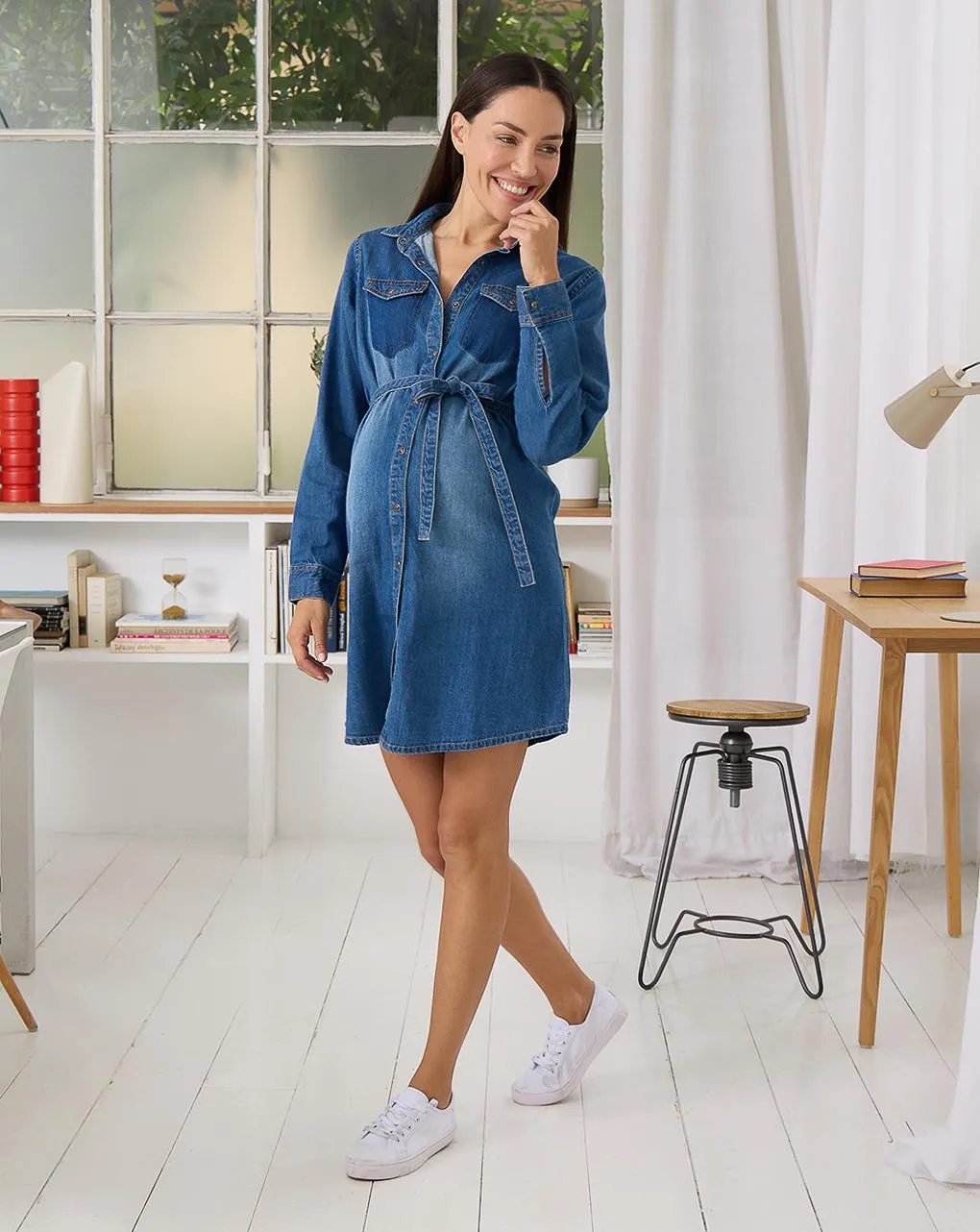 Γυναικείο τζιν φόρεμα εγκυμοσύνης/θηλασμού