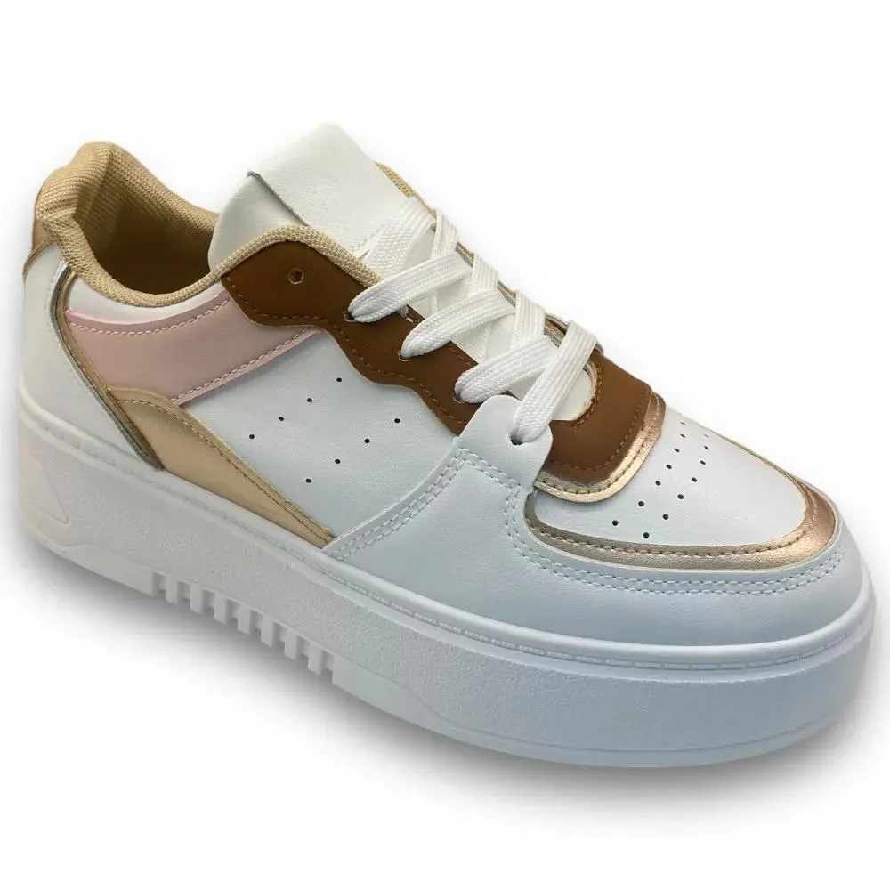 Γυναικεία Άσπρα/Ροζ Sneakers Famous