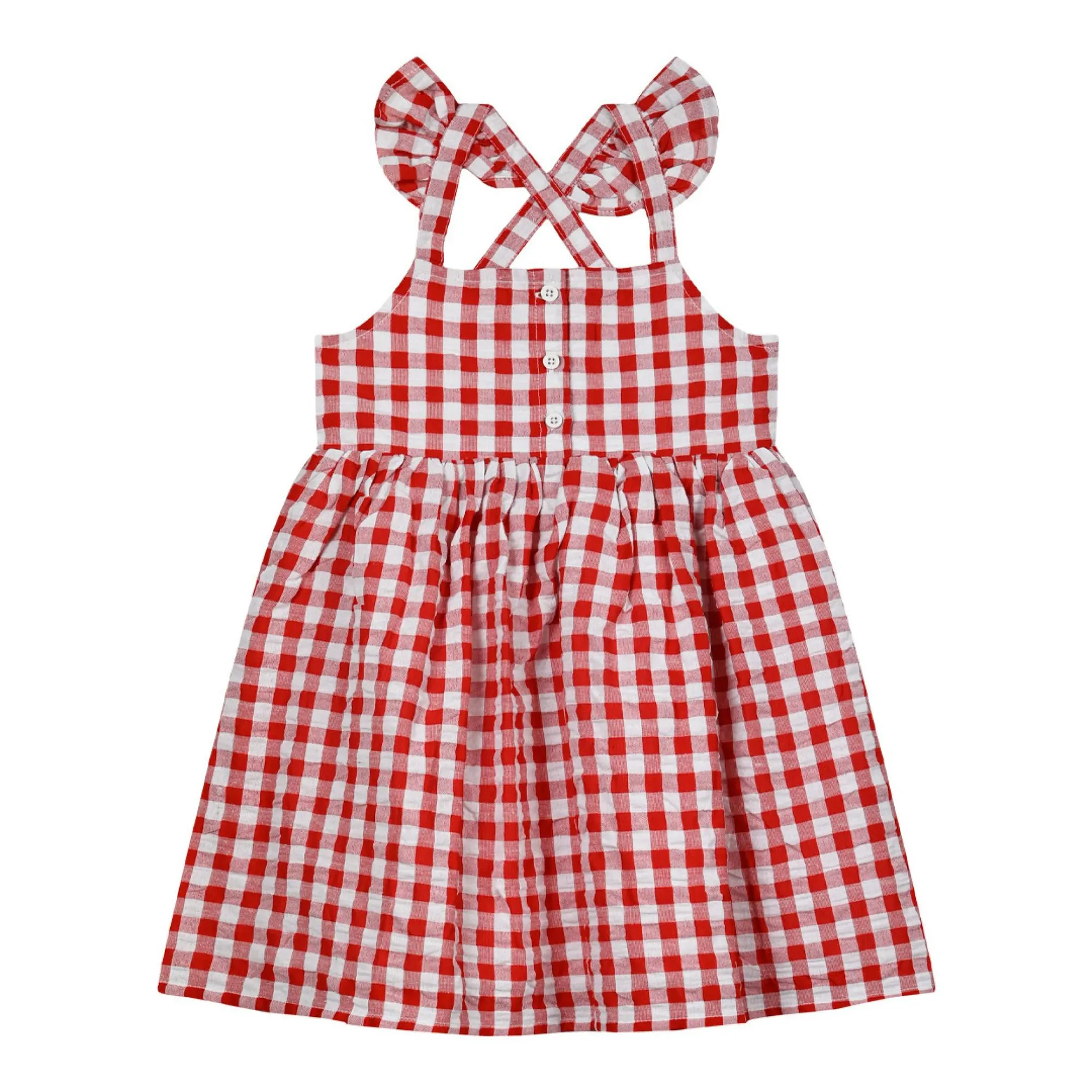 Παιδικό αμάνικιο καρό φόρεμα για κορίτσι | ΚΟΚΚΙΝΟ