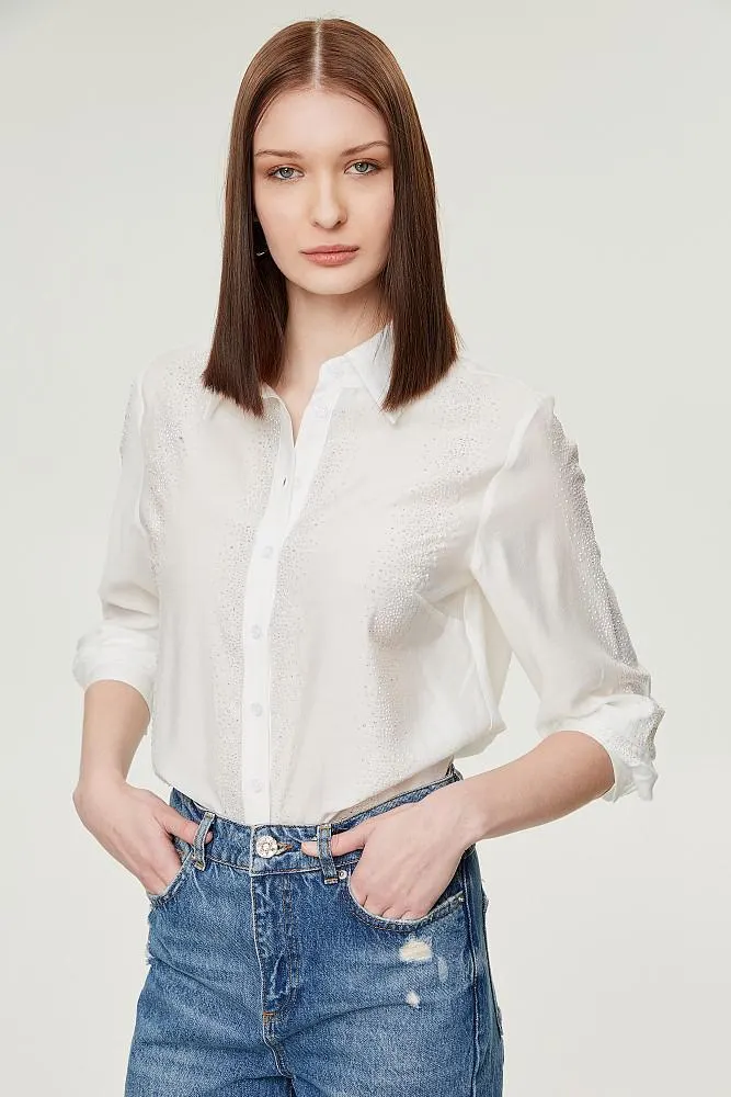 Shirt with rhinestones
