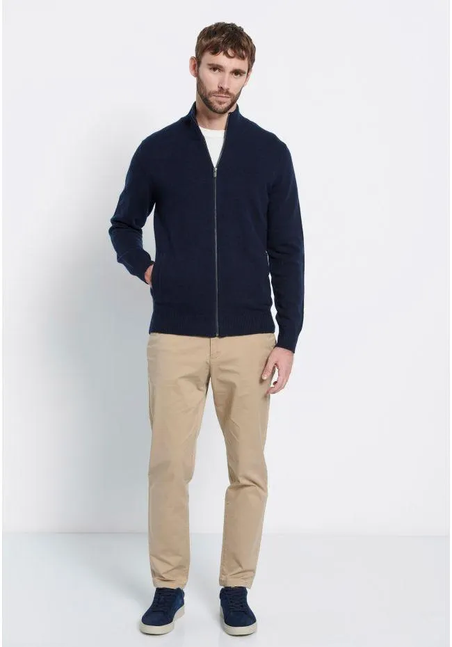 Slim fit πλεκτή ζακέτα από μαλλί και κασμίρ - Marron label