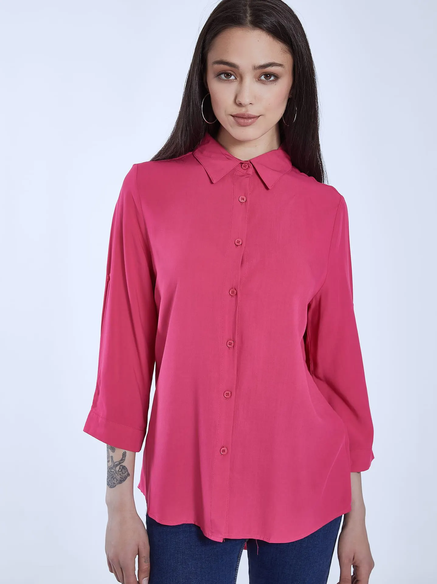 Πουκάμισο με βαμβάκι σε μωβ