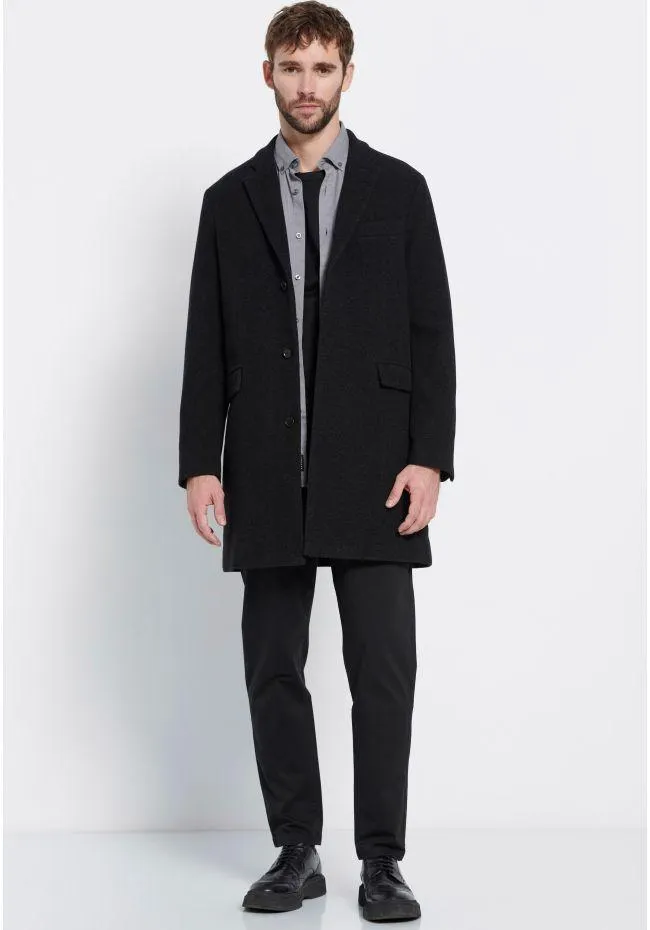 Ανδρικό παλτό με μίξη από μαλλί - Marron label