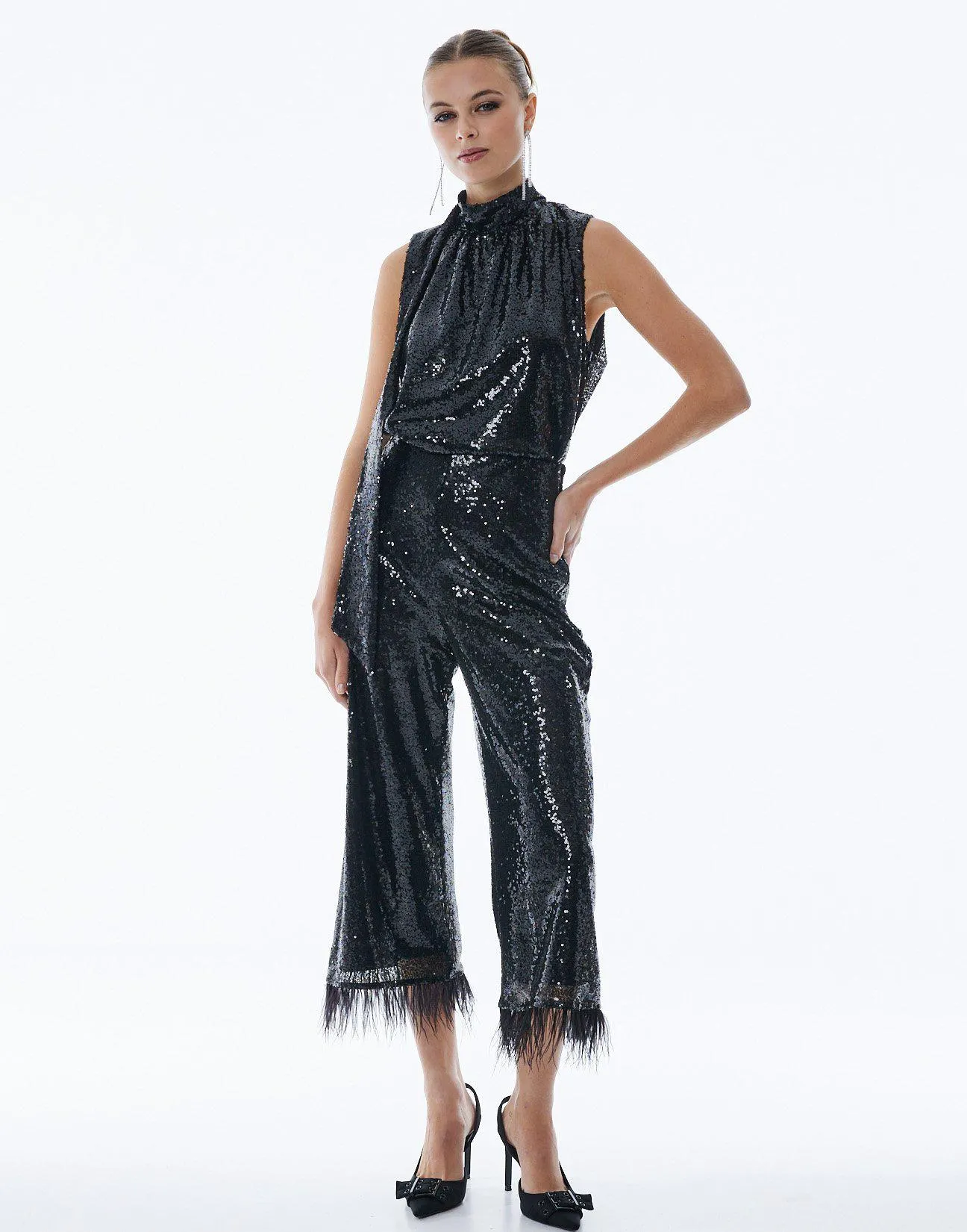 Παντελόνι culotte με πούλιες