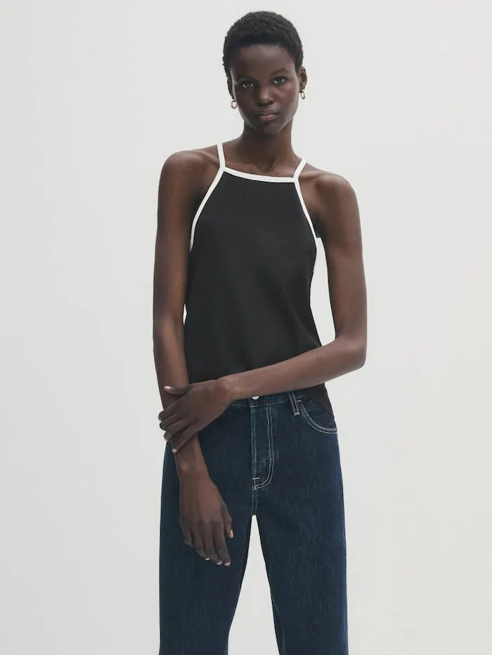 Cotton top with contrast straps