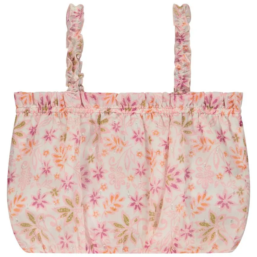 Crop κορυφή με εφέ μπάλας με σχέδιο floral για κορίτσι