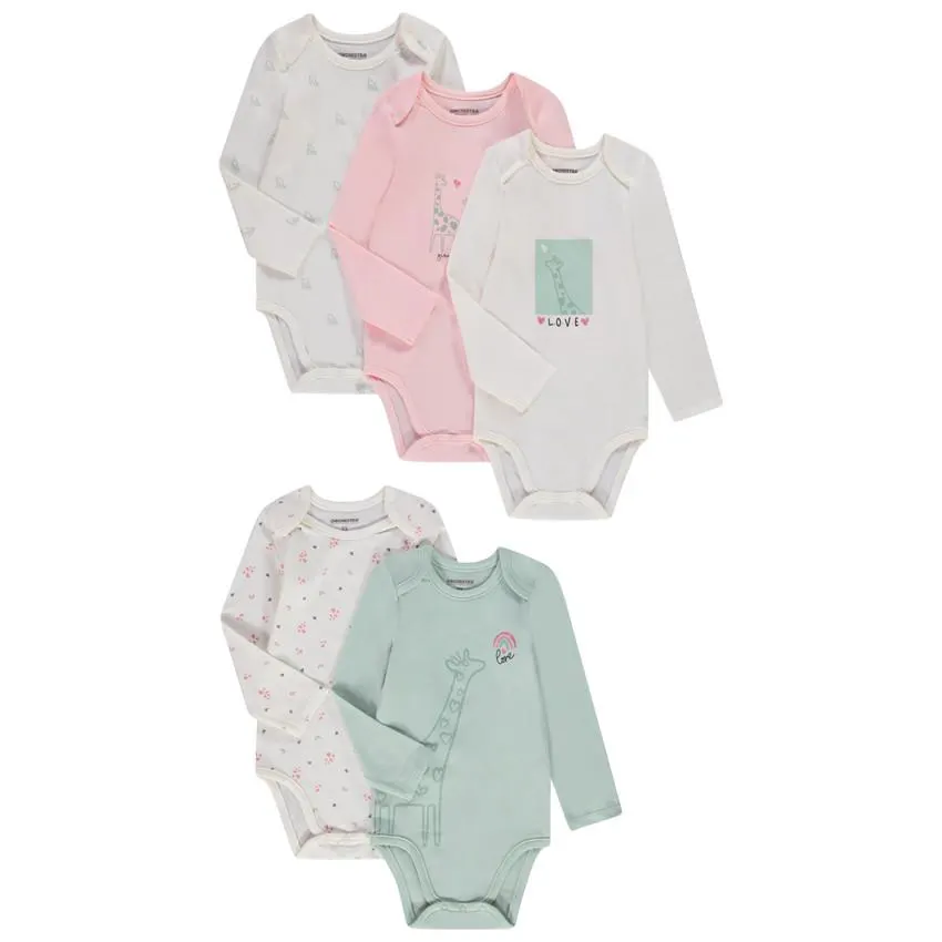 Lot de 5 bodies en jersey pour bébé fille