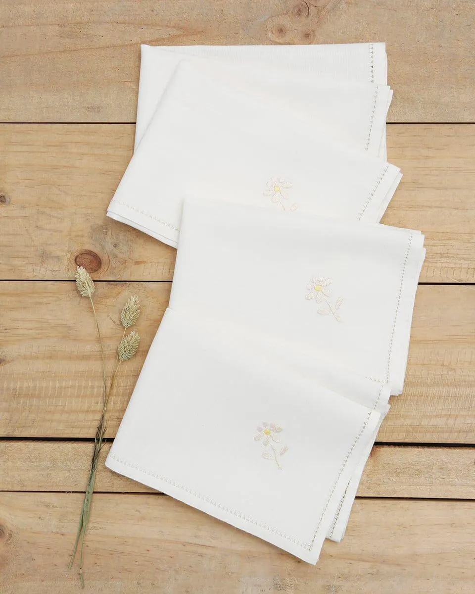 Σετ 4 τεμ Πετσετες Φαγητου Κεντημα Μαργαριτα & Αζουρ Bo Maison