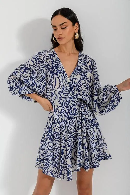 Μίνι φλοράλ φόρεμα με βολάν