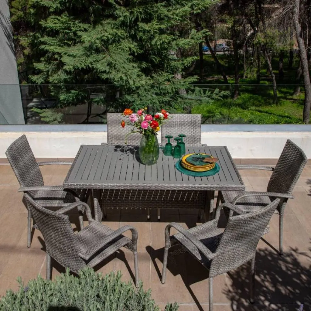 PARIS Σετ τραπεζαρίας κήπου 7τμχ. Γκρι ανοιχτό