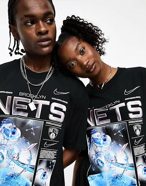 Nike Basketball NBA Brooklyn Nets Max 90 unisex back print graphic t-shirt in black