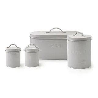 Σετ 4 μεταλλικά Κουτιά αποθήκευσης ανοιχτό γκρι