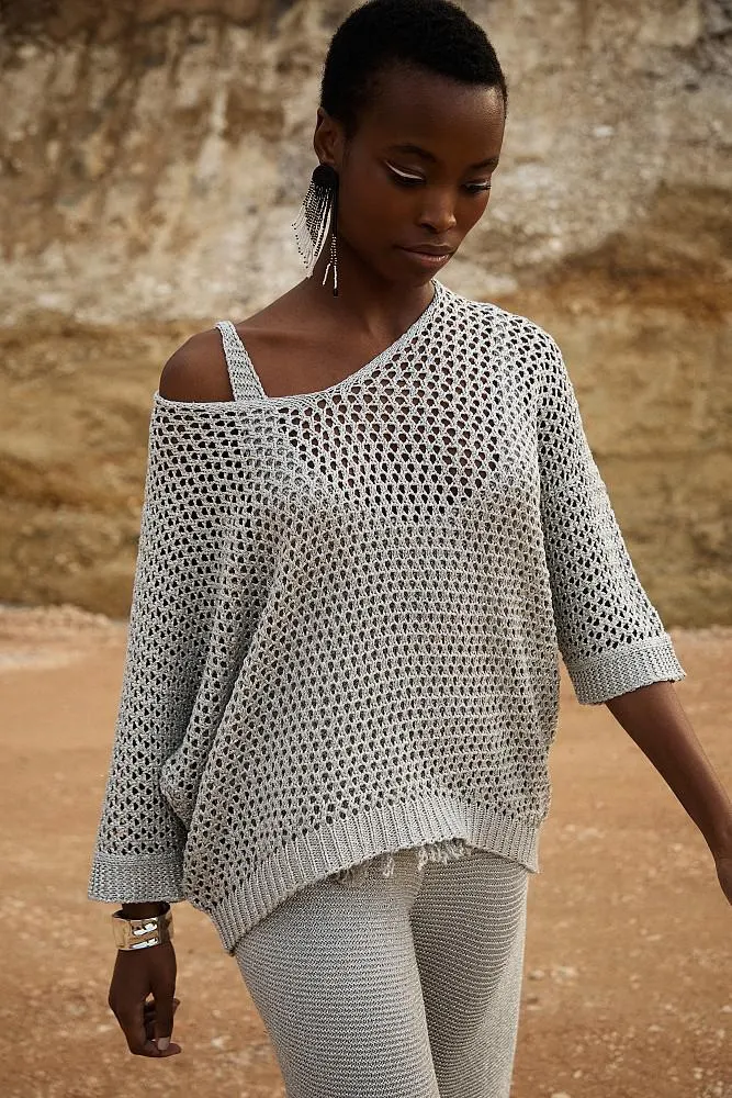 Lurex sweater in loose knit