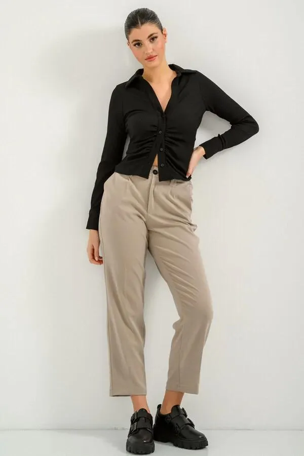 Straight leg παντελόνι με πιέτες